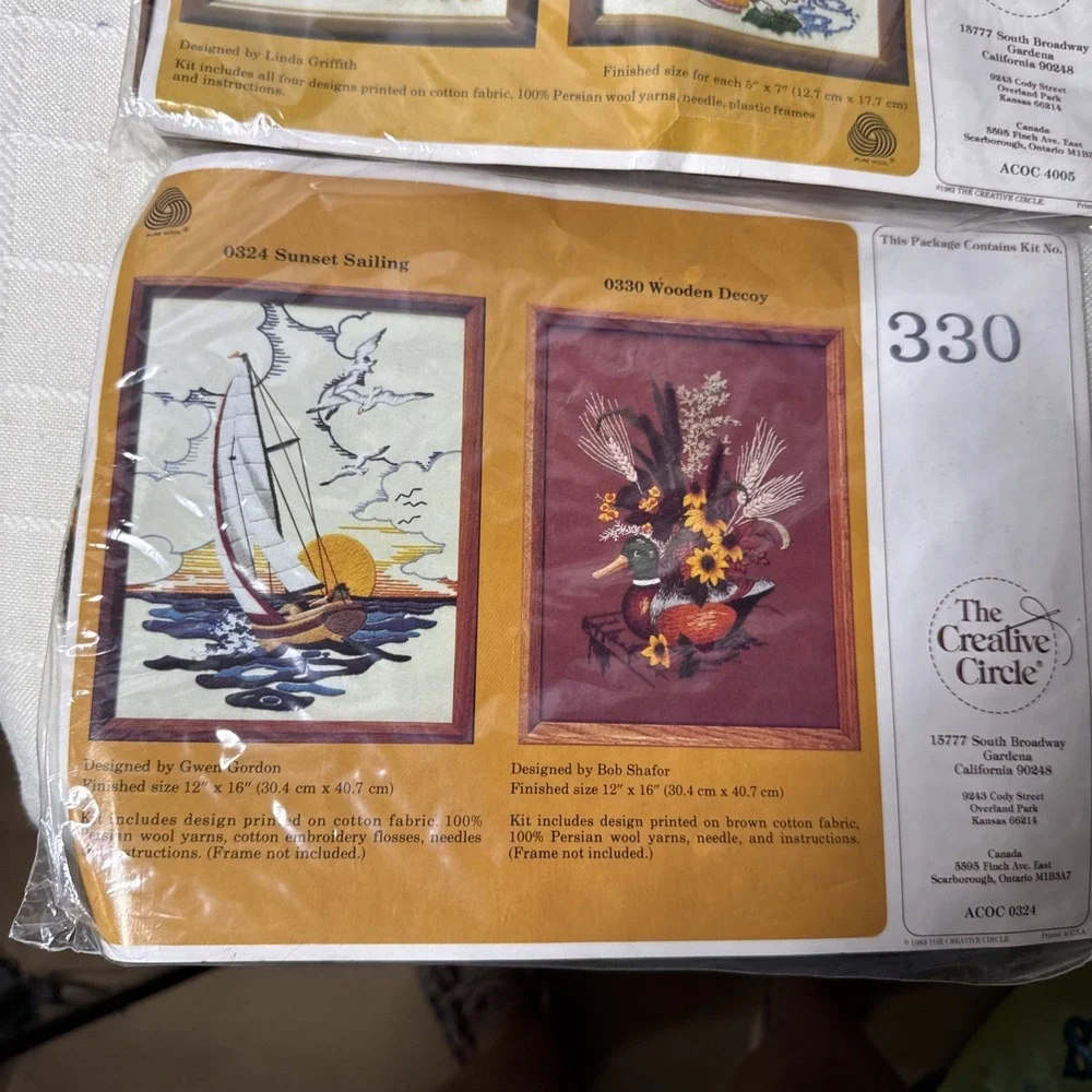 Creative Circle Lot 5 Needlecraft Kits 2161, 313, 1628, 330 &‎ 4005 Vintage